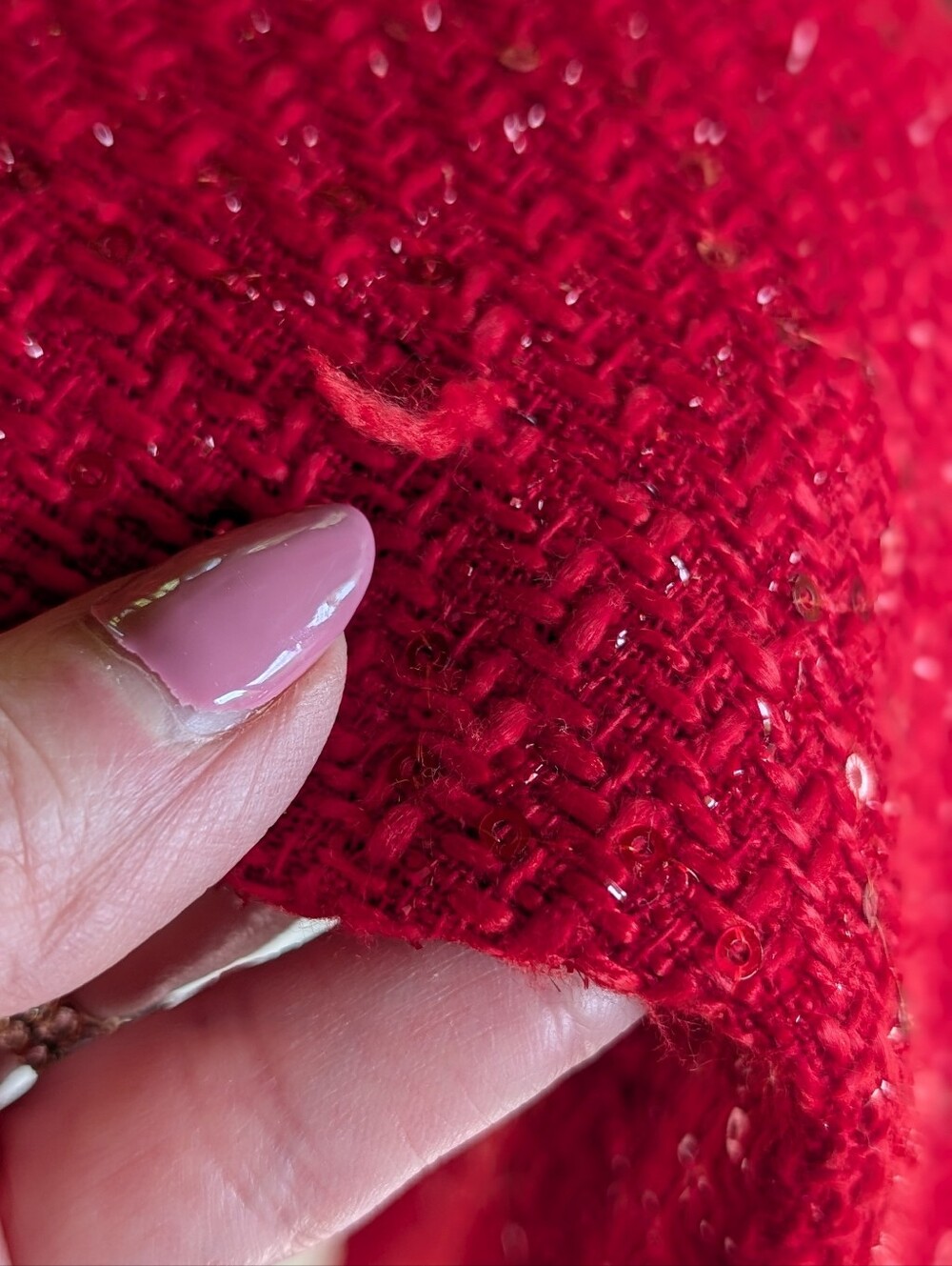 NWT Power Red 🍒 Andree Special Occasion Red Sequin Tweed Double-Breasted Blazer - Picture 12 of 12
